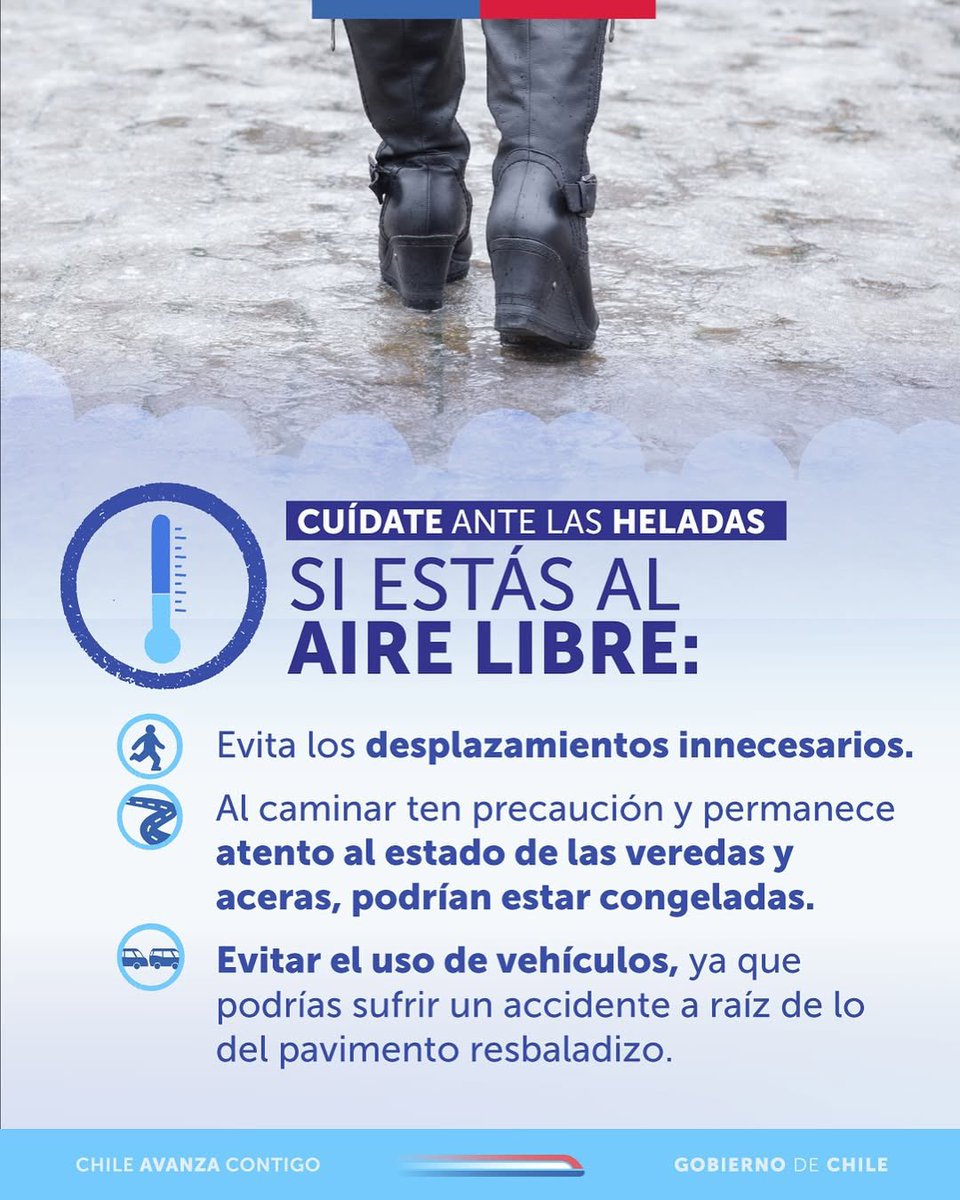 SeremiSalud_IX's tweet photo. Cuídate antes las heladas ❄️ 

Sigue estas recomendaciones e infórmate a través de los canales oficiales. Recuerda, si ves una persona en situación de calle, puedes levantar la alerta llamando al Fono Calle 800 104 777, opción 0 o ingresando al sitio https://t.co/cYI6iPuoil https://t.co/ZwJ78MQGdI