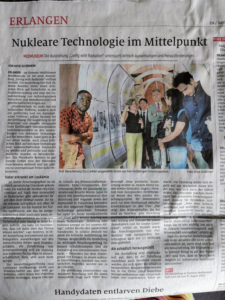 mrentetz's tweet image. Thanks to Erlangen Nachrichten for covering the opening of #livingwithradiation exhibit at @SiemensHealth medmuseum