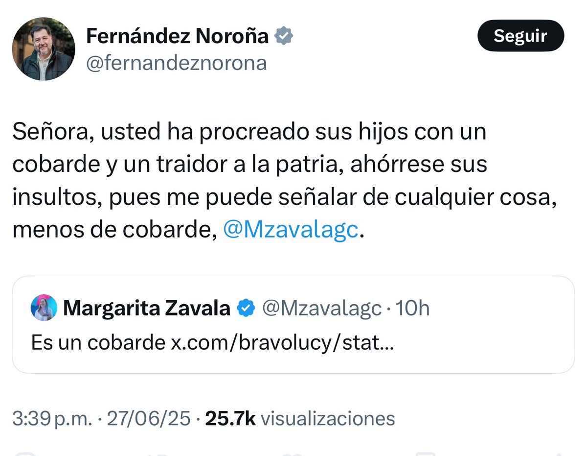 JADMO 𝕏 (@dioj6416) on Twitter photo ¿<a href="/fernandeznorona/">Fernández Noroña</a> valiente?😂🤣😂🤣
Le grita “procreadora de hijos con un traidor” a una mujer desde su cuenta verificada, rodeado de sus porristas digitales… ¡qué gallardía, digno del salón de la fama del machismo! 🫡
Claro, porque insultar a una madre es el nuevo deporte de ¿<a href="/fernandeznorona/">Fernández Noroña</a> valiente?😂🤣😂🤣
Le grita “procreadora de hijos con un traidor” a una mujer desde su cuenta verificada, rodeado de sus porristas digitales… ¡qué gallardía, digno del salón de la fama del machismo! 🫡
Claro, porque insultar a una madre es el nuevo deporte de