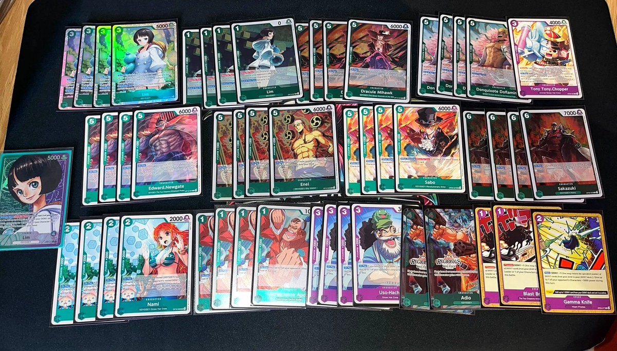 krhon01's tweet photo. Top32 Toulouse regional 🌺
Lim deck:
Smoker 🟩🎲
Bonney🟩
Gp🟩🎲
Up🟩
Bonney🟩
Buggy🟩🎲
Pluffy🔴 
Bp🔴
Gp🟩 🎲
#onepiece #optcg
#TCG https://t.co/tivLWwdn3O