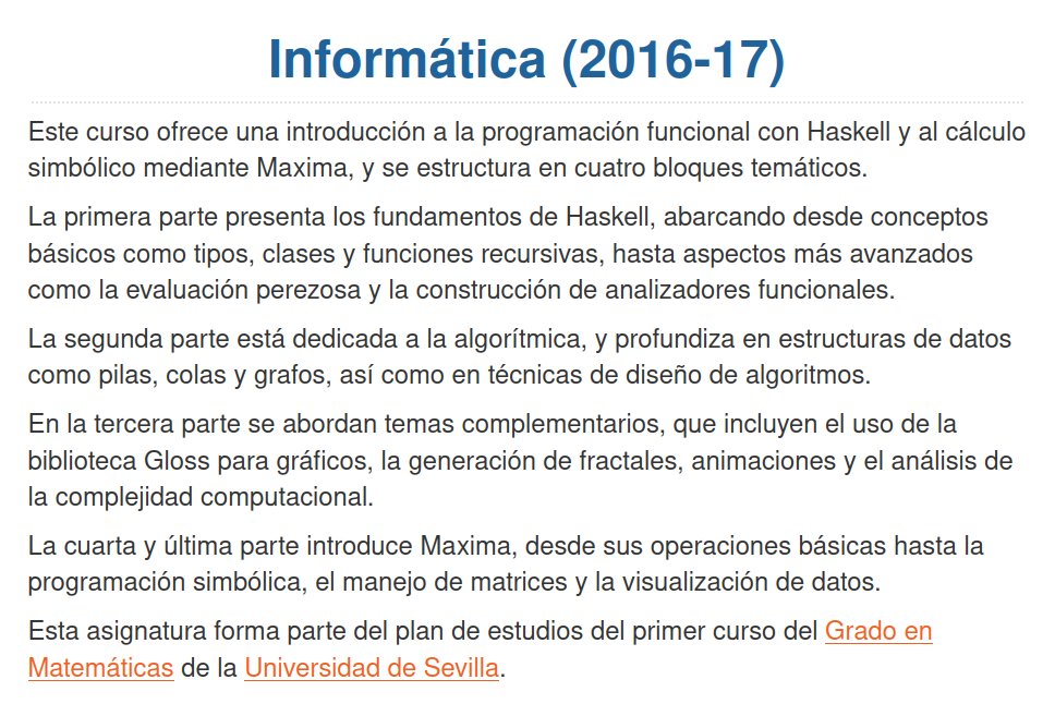 Jose_A_Alonso's tweet image. Curso &quot;Informática (2016-17)&quot;. jaalonso.github.io/cursos/i1m-16 #Haskell #ProgramaciónFuncional #Algorítmica #CálculoSimbólico #Maxima