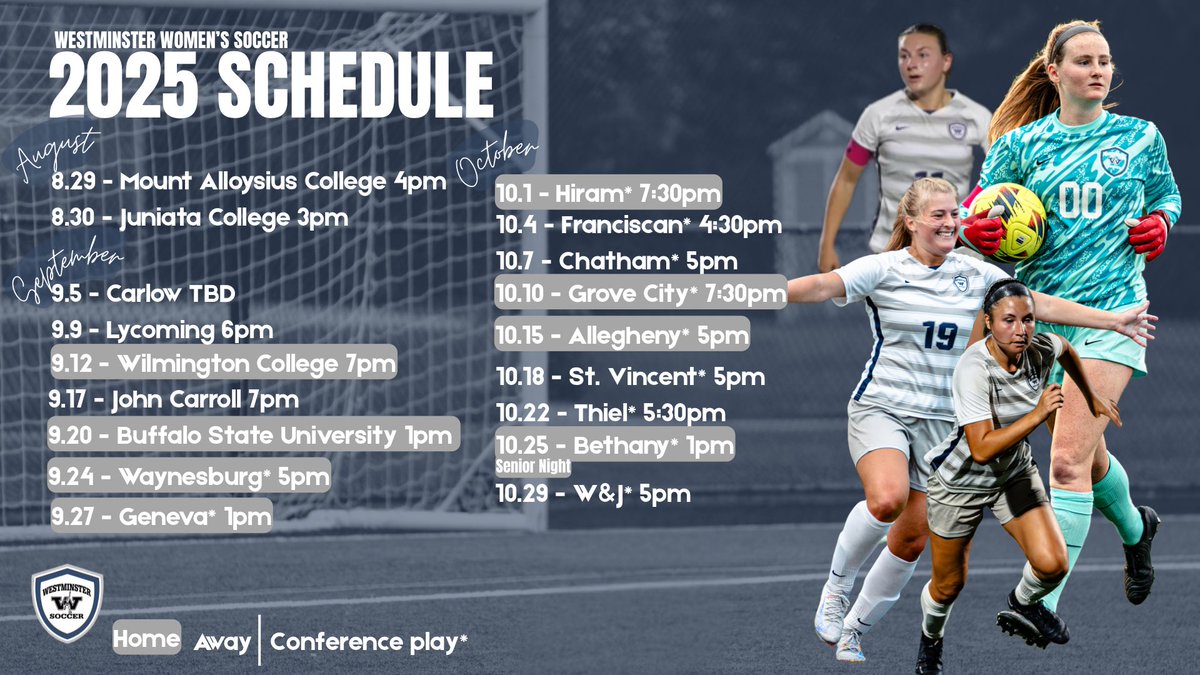 🚨THE COUNTDOWN TO GAME DAY IS ON 

61 days until our first kick off of the season!!

We can’t wait to see you cheering us on—whether at the Plex or on the road.

For the latest game times and locations, visit:
👉 athletics.westminster.edu

GO TITANS ⚔️💙