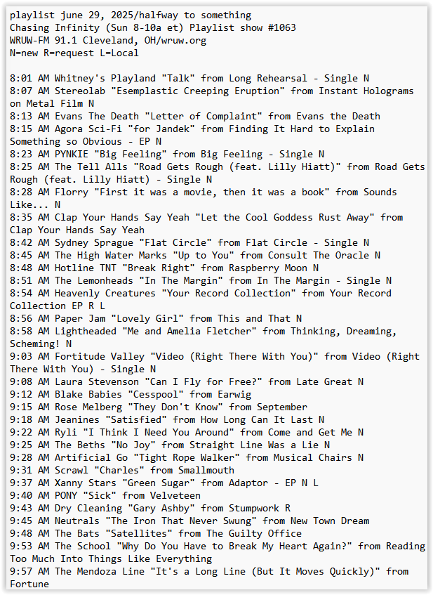 Ed Zeitz (@edzeitz) on Twitter photo my <a href="/WRUW/">WRUW-FM 91.1</a> playlist this am ft <a href="/stereolabgroop/">Stereolab</a> <a href="/PYNKIE3/">PYNKIE</a> <a href="/thetellalls/">The Tell Alls</a> <a href="/sydneysprague/">Sydney Sprague</a> <a href="/HotlineTnt/">Hotline TNT</a> <a href="/jeanines_nyc/">jeanines</a> <a href="/ymandtherumours/">Yea-Ming and The Rumours</a> <a href="/plusalsotoo/">mlm</a> <a href="/PONYtoronto/">PONY</a> <a href="/theBatsNZ/">The BATS</a> and many many more my <a href="/WRUW/">WRUW-FM 91.1</a> playlist this am ft <a href="/stereolabgroop/">Stereolab</a> <a href="/PYNKIE3/">PYNKIE</a> <a href="/thetellalls/">The Tell Alls</a> <a href="/sydneysprague/">Sydney Sprague</a> <a href="/HotlineTnt/">Hotline TNT</a> <a href="/jeanines_nyc/">jeanines</a> <a href="/ymandtherumours/">Yea-Ming and The Rumours</a> <a href="/plusalsotoo/">mlm</a> <a href="/PONYtoronto/">PONY</a> <a href="/theBatsNZ/">The BATS</a> and many many more