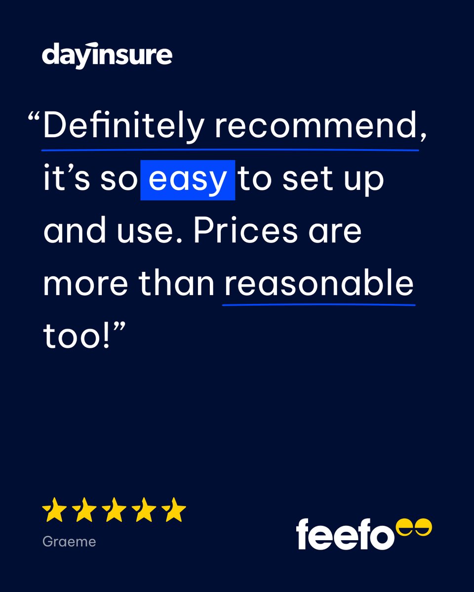 Getting short-term car insurance has never been easier 🤩 

 ✅ flexible cover, from 1 hour to 30 days
 ✅ get insured in minutes
 ✅ save money on your policy by using our app

#review #feefo #carinsurance