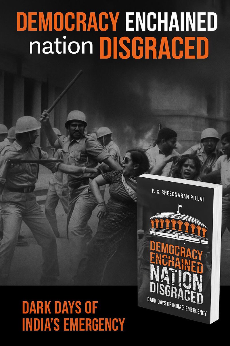 📚 Democracy Enchained, Nation Disgraced by P. S. Sreedharan Pillai
A powerful take on India’s Emergency—when freedom was silenced.

🛑 Never forget. Never repeat.
🔗 amazon.in/gp/product/819…

#Emergency1975 #DemocracyEnchained #MustRead #IndianPolitics #nationdisgraced #darkdays