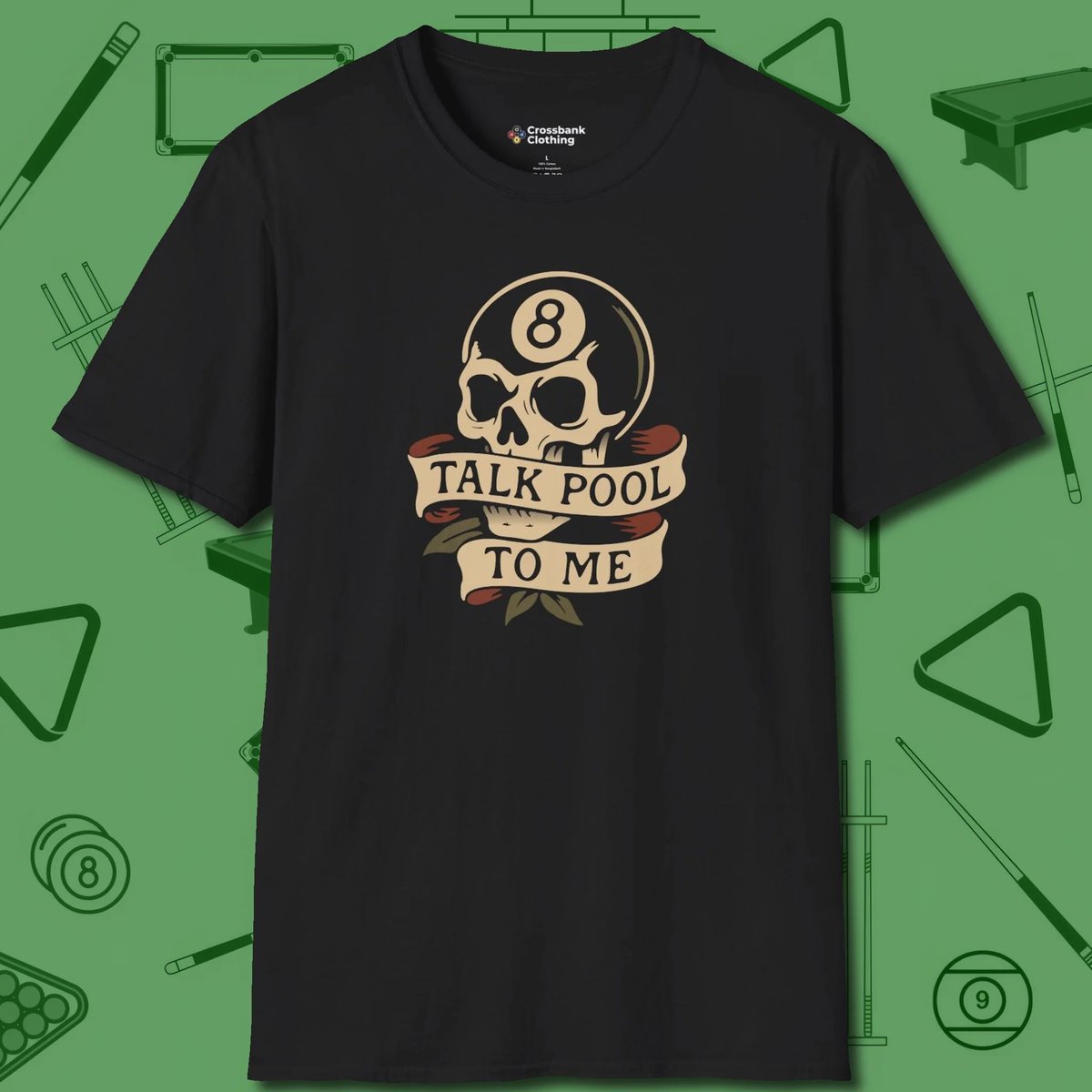 CrossbankLLC's tweet image. Need a tee that screams &quot;pool pro&quot;? Meet your new fave! Perfect for showing off skills or faking it. Comfy for plotting trick shots or just looking cool. 🎱👕 #PoolPro crossbankclothing.com/products/one-p…