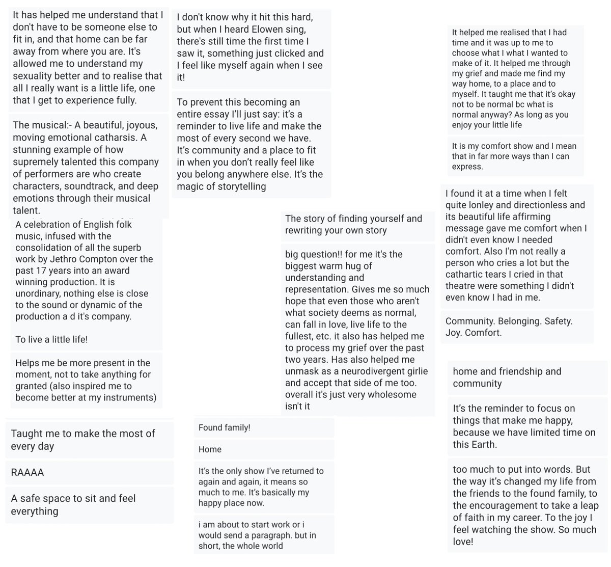 Here's also a selection of answers to 'What Benji Button means to me',,, which is full of such beautiful summaries of the impact of this show.