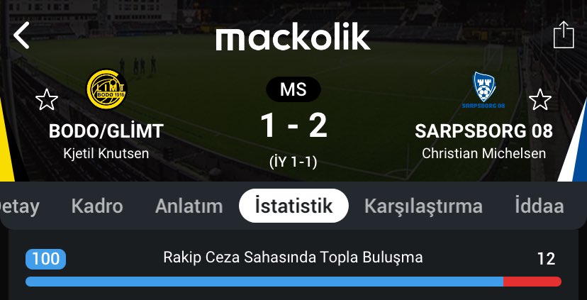 maç boyunca rakip ceza sahasında 100 kez topla buluşan bodo/glimt, futbol tarihinde bir rekora imza atmış olabilir. bugün yenilmiş olsalar bile makine gibi takımlar..