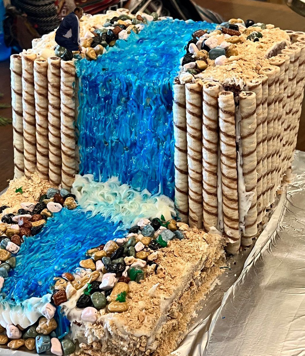 My son asked my wife to make him a waterfall cake for his bday. Which ya, it came out great. But I got to finish it. Can you find what I did. This post is for Soprano Fans Only! PS - LIVE FREE OR DIE! &amp; HAPPY PRIDE!!