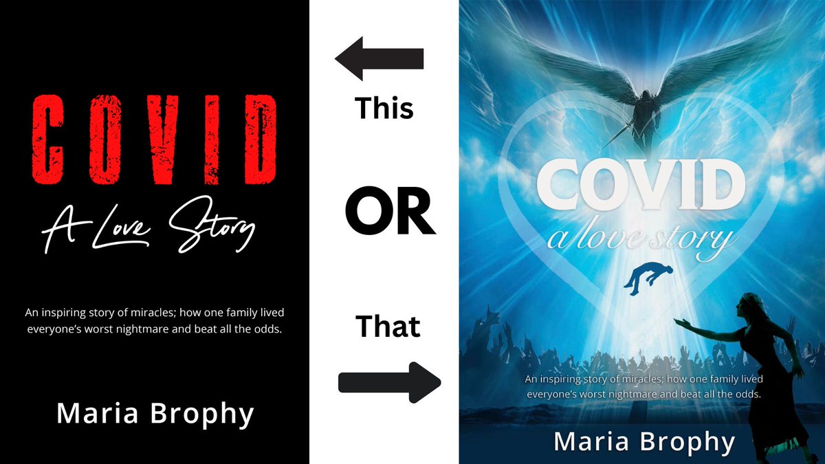 mariabrophy's tweet image. Which book cover do you prefer? The black one or the blue one? And why?! This is for my new memoir titled COVID, a Love Story. #covidprotocols #memoir #neardeath #nde #miracles