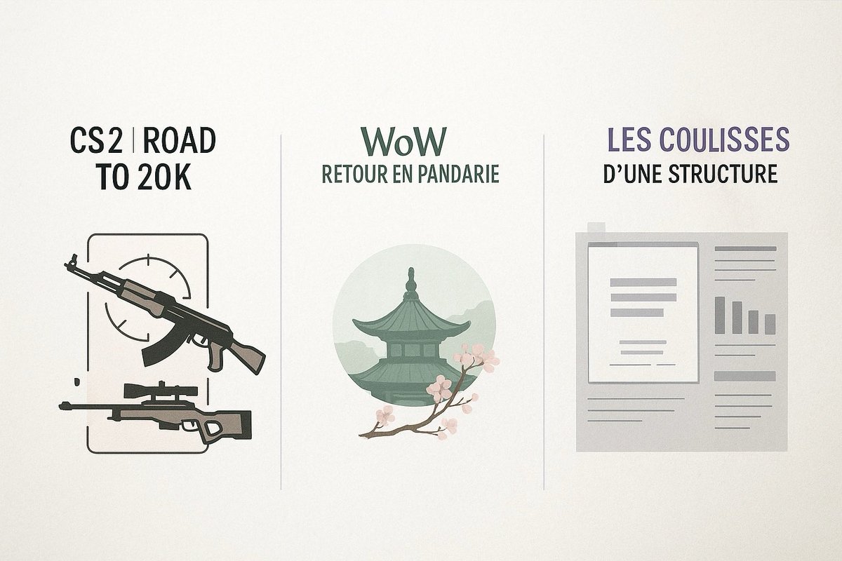 Diidiche68's tweet photo. INTENSIA, c’est une aventure en 3 arcs :
🔫 CS2 – je grind (Faceit/Premier)
🐼 WoW – retour en Pandarie (guilde INTENSIA)
🏗️ IRL – on monte une vraie structure (local, projet, etc.)
Le tout, en live 👇
📺 https://t.co/7okHwMnJKQ
#TwitchFR #CS2 #WoWClassic #INTENSIA https://t.co/jGpAsndHQ7