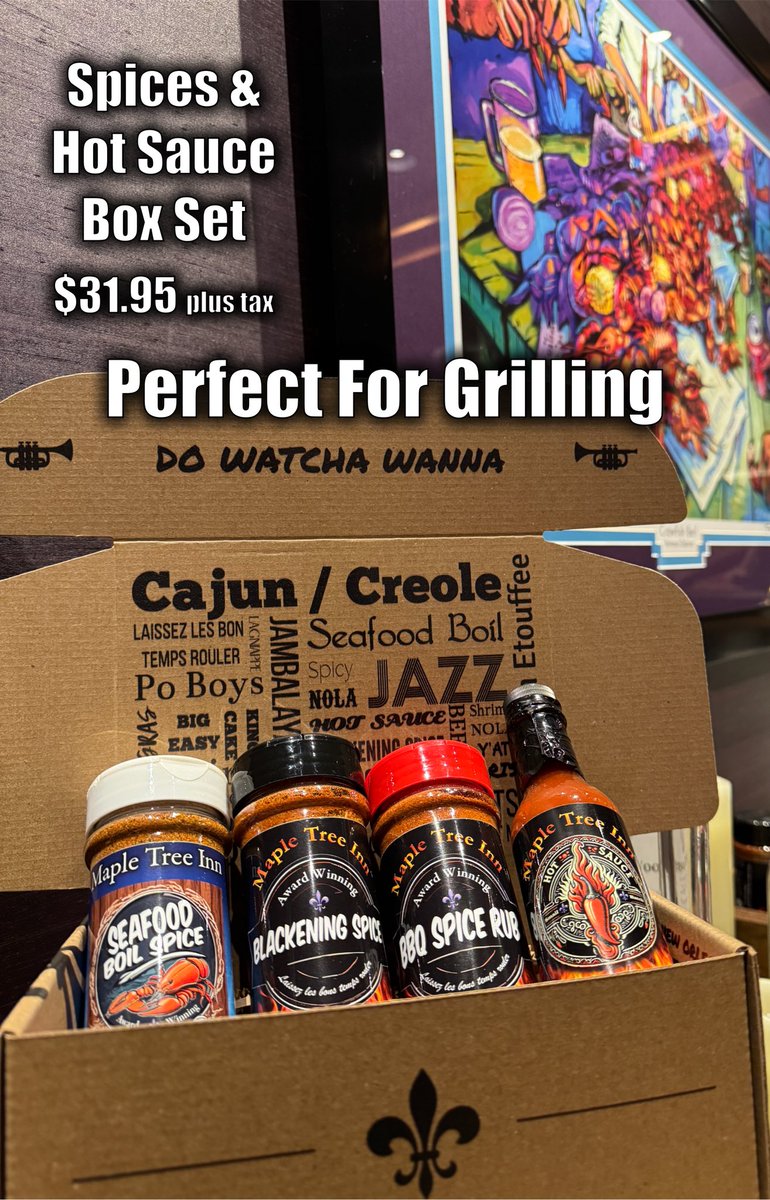MapleTreeInn's tweet image. Weekend BBQ?
Grilling for the #4thofJuly?
Just love to cook?

The same flavors of New Orleans, that we use everyday, are going mobile. 

Our Award Winning Spices are Now Available to take home. 

Stop by and pick some up today. 

Cheers!