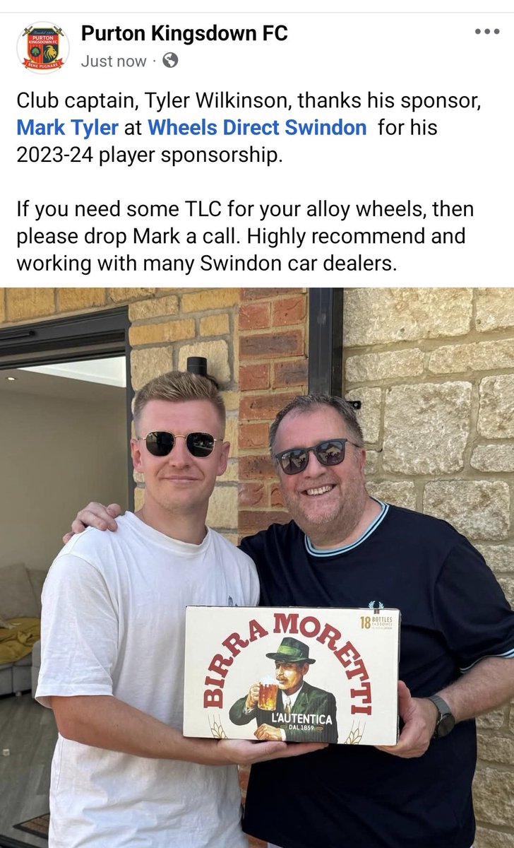 Purtonkingsdown's tweet photo. Club captain, Tyler Wilkinson, thanks his sponsor, Mark Tyler at Wheels Direct Swindon  for his 2024-25 player sponsorship.

If you need some TLC for your alloy wheels, then please drop Mark a call. Highly recommend and working with many Swindon car dealers. https://t.co/5NN74zssVB
