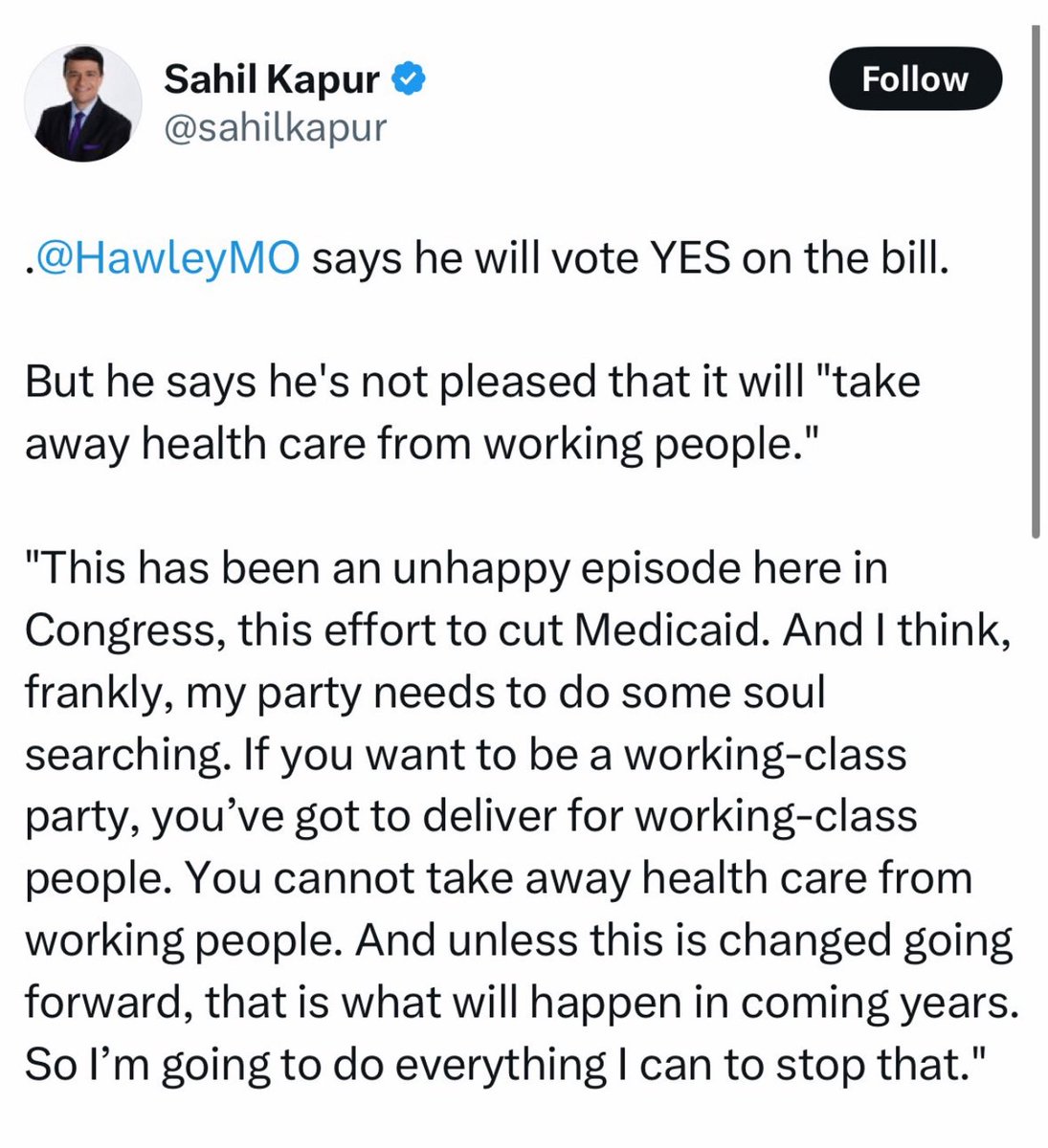 “I feel bad people will die, but we all die, and they’ll get over it”.  - Brought to you by MAGA