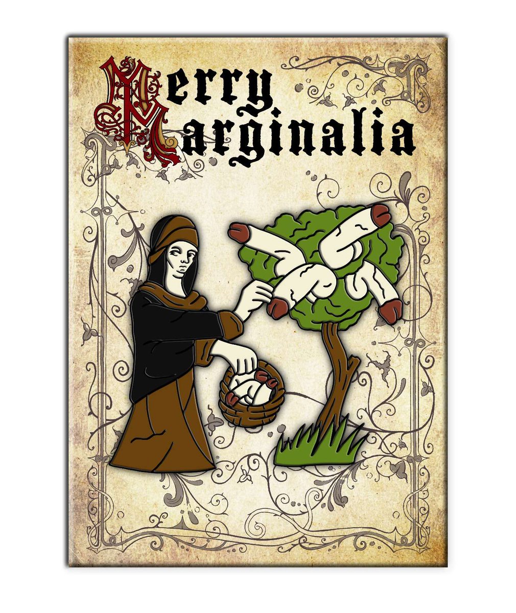 From quill to pin! Those bizarre medieval marginalia drawings are finally available as the enamel badges you've been demanding. Five designs that would make a monk blush! kickstarter.com/projects/hivem…