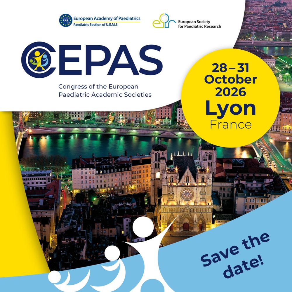 ESPR_ESN's tweet image. Save the date! 📅
Join us in Lyon together with @EAPaediatrics for our 2026 congress, where we unite paediatric professionals in advancing child health through cuttingedge research, education, and collaboration.
@CEPAS_official
CEPAS 2026 awaits you! cepas.org