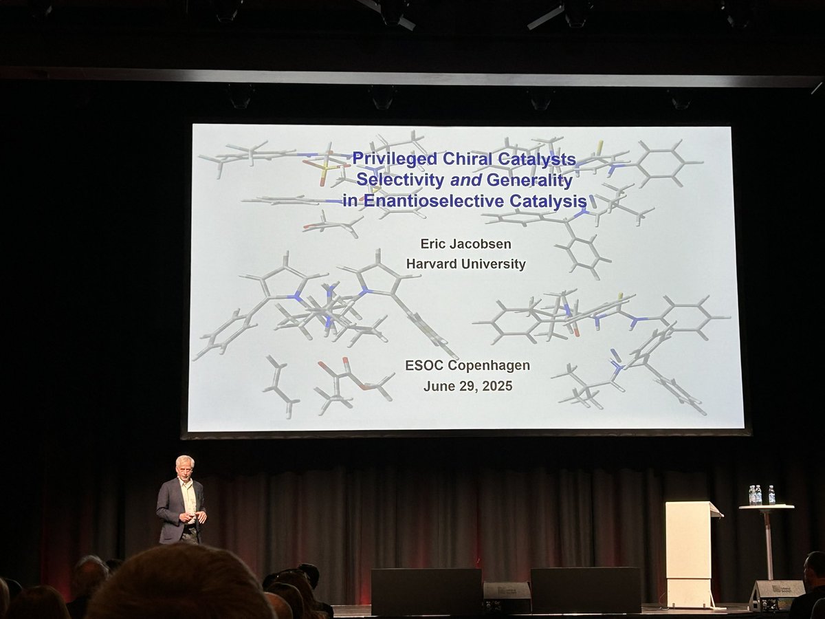 SantanuChem's tweet photo. Morten Meldal and Eric Jacobsen at #ESOC conference in Copenhagen today. https://t.co/0APjN9LAP9