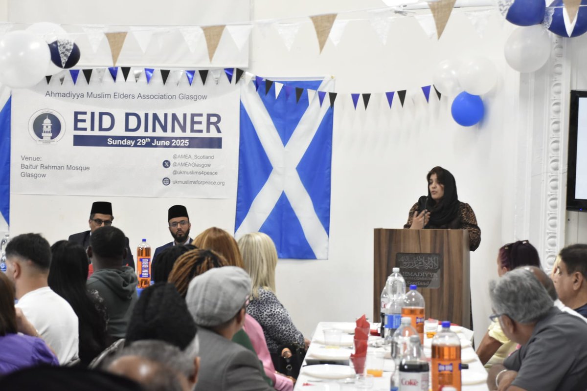 Majlis Ansarullah Scotland (@amea_scotland) on Twitter photo National Community Engagement Officer for Asia, Shazia Khan thanked Ahmadiyya Muslim Community during Eid Dinner at Bait-ur-Rehman mosque, Glasgow.
<a href="/ukmuslims4peace/">UKMuslimsforPeace</a>
<a href="/AMEAGlasgow/">Ahmadiyya Muslim Elders Association Glasgow</a>
#endwars National Community Engagement Officer for Asia, Shazia Khan thanked Ahmadiyya Muslim Community during Eid Dinner at Bait-ur-Rehman mosque, Glasgow.
<a href="/ukmuslims4peace/">UKMuslimsforPeace</a>
<a href="/AMEAGlasgow/">Ahmadiyya Muslim Elders Association Glasgow</a>
#endwars