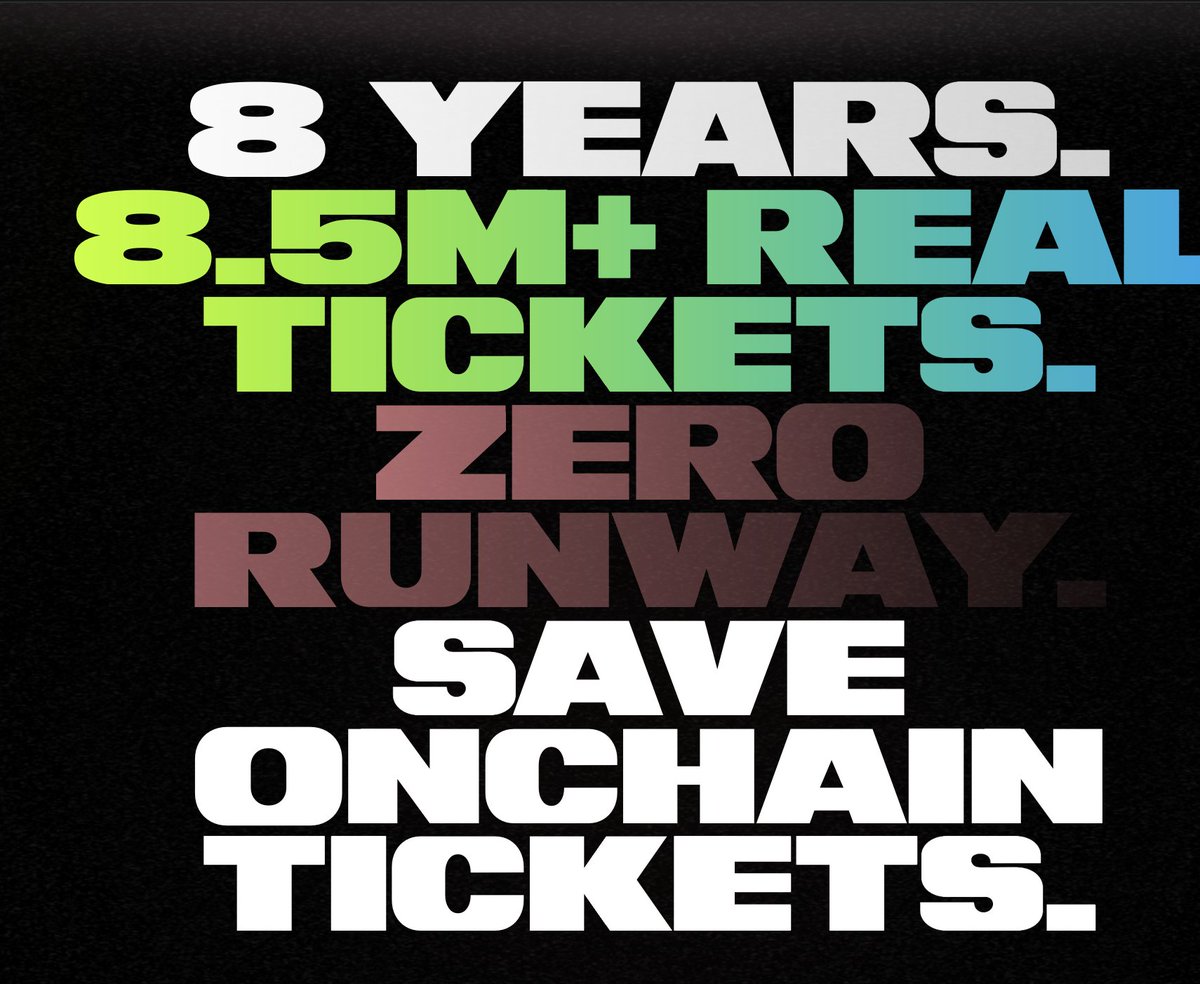 OPEN Ticketing Ecosystem (@onopenxyz) on Twitter photo Who should we speak during <a href="/EthCC/">EthCC - Ethereum Community Conference</a> next week?
Needs to be a chain that can carry 60 M on-chain tickets over the next three years, with us locked in as the native secondary market.
x.com/onopenxyz/stat… Who should we speak during <a href="/EthCC/">EthCC - Ethereum Community Conference</a> next week?
Needs to be a chain that can carry 60 M on-chain tickets over the next three years, with us locked in as the native secondary market.
x.com/onopenxyz/stat…