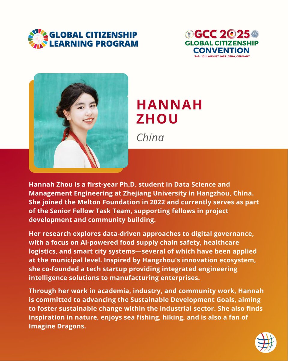 Meet Hannah Zhou – Senior Melton Fellow Coach for the Global Citizenship Learning Program 🔬🌍