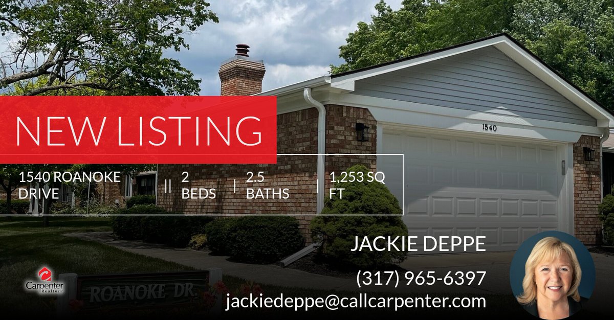 📍 New Listing 📍 Take a look at this fantastic new property that just hit the market located at 1540 Roanoke Drive in Zionsville. Reach out here or at (317) 965-6397 for more information!

Listed by Zoe Moore

Jackie Deppe... homeforsale.at/1540_ROANOKE_D…