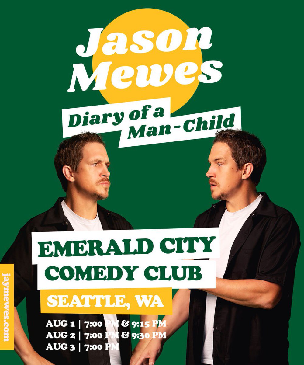 JayMewes's tweet image. Snootch to the Seattle Nootch! Come spend an evening with this guy ;) 3 nights at #EmeraldCityComedyClub August 1-3!
Get your tickets here little man 👉 jaymewes.com/events/
#diaryofamanchild #jayandsilentbob #comedy #seattle