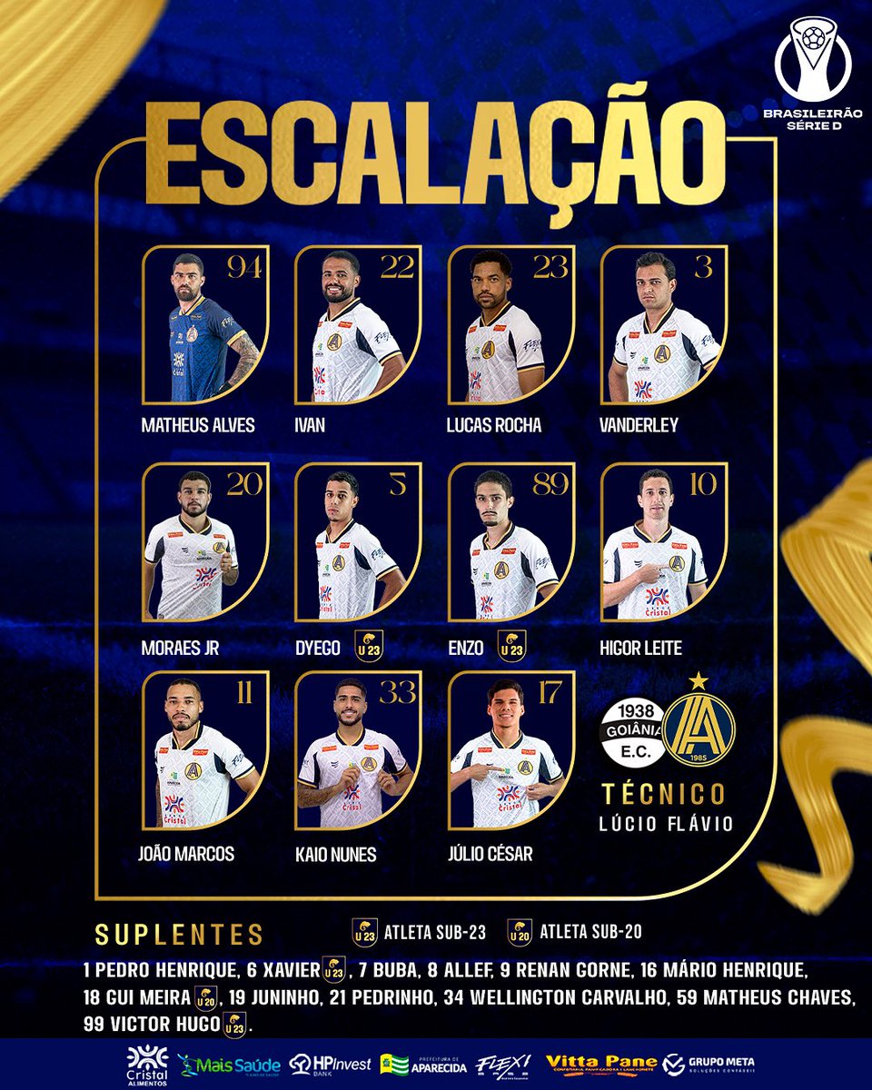 🔵🟡 O Camaleão já está escalado pra partida de logo mais pelo Campeonato Brasileiro Série D. Vamos Meu Camaleão!!!

#Aparecidense
#VamosMeuCamaleão
#GoiâniaXAparecidense