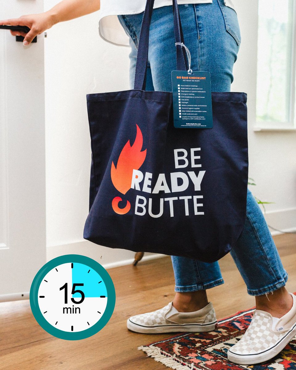 bereadybutte's tweet image. Take 15 minutes to pack a Go Bag now...because that's time you might not have in an emergency. 

Get ready to be ready for wildfires! 

#BeReadyButte #wildfirepreparedness #gobag