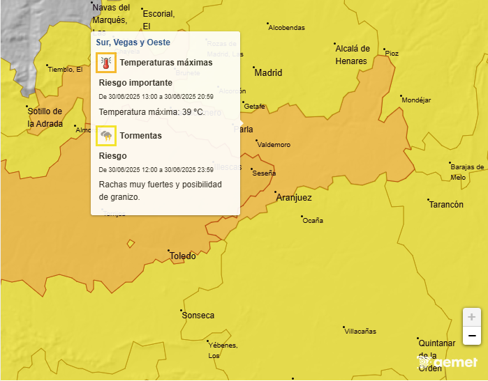 Meteo__Aranjuez's tweet image. Aviso amarillo⚠ activado por @Aemet_esp en nuestra región (sur, vegas y oeste) por tormentas🌩️ y naranja 🟠por calor🌡 mañana.
Pueden venir acompañadas de granizo y rachas muy fuertes de viento o reventones.
@Meteo__Aranjuez #TiempoAranjuez #Reventón #Tormenta #Granizo #Avisos