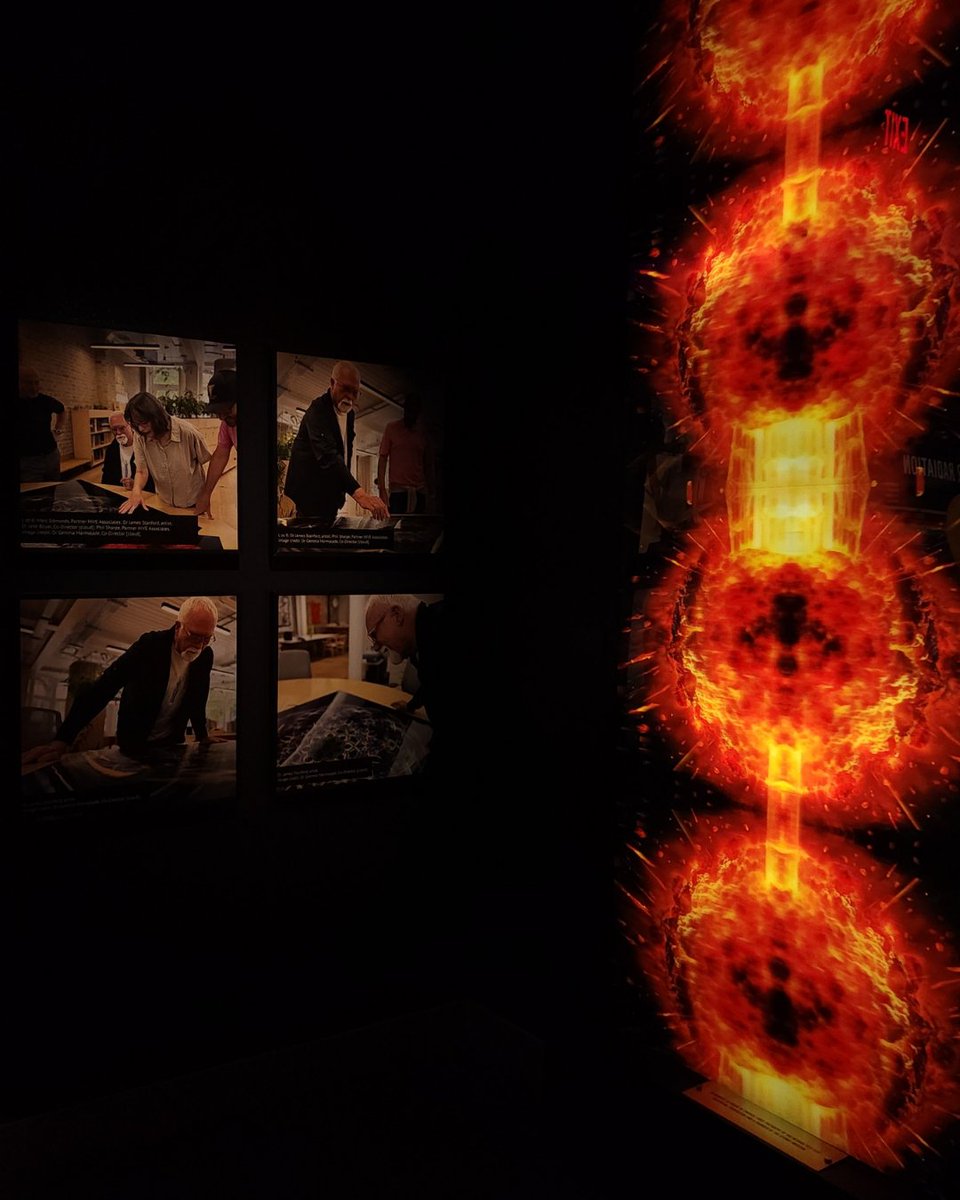 AtomicMuseum's tweet image. James Stanford’s Spectre Fission serves as a striking finale to Atomic Odyssey, featuring four lenticular works that blend historic nuclear test imagery with modern digital art—rooted in his childhood memories of Vegas tests and his time as a technical illustrator.