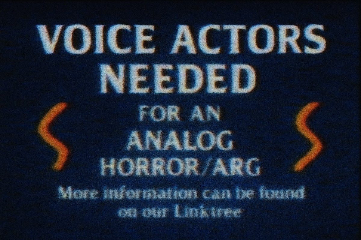 And here we are again- VOICE ACTORS! 
•
We’re in the final stages of our latest Analog Horror episode, and we’re in need of two VA’s to help us complete it! 
Paid roles, Deadline is Friday 4-5PM EDT.