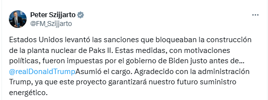nachomdeo's tweet photo. Trump sigue desmantelando las sanciones contra Rusia. Ahora levantó las que impedían que Rusia se financie a través de su empresa Rosatom mediante la construcción de la nueva central nuclear Park 2 en Hungría. Lo confirmó Peter Szijjarto, ministro de RREE de Orbán https://t.co/pZ1vaAZCCA