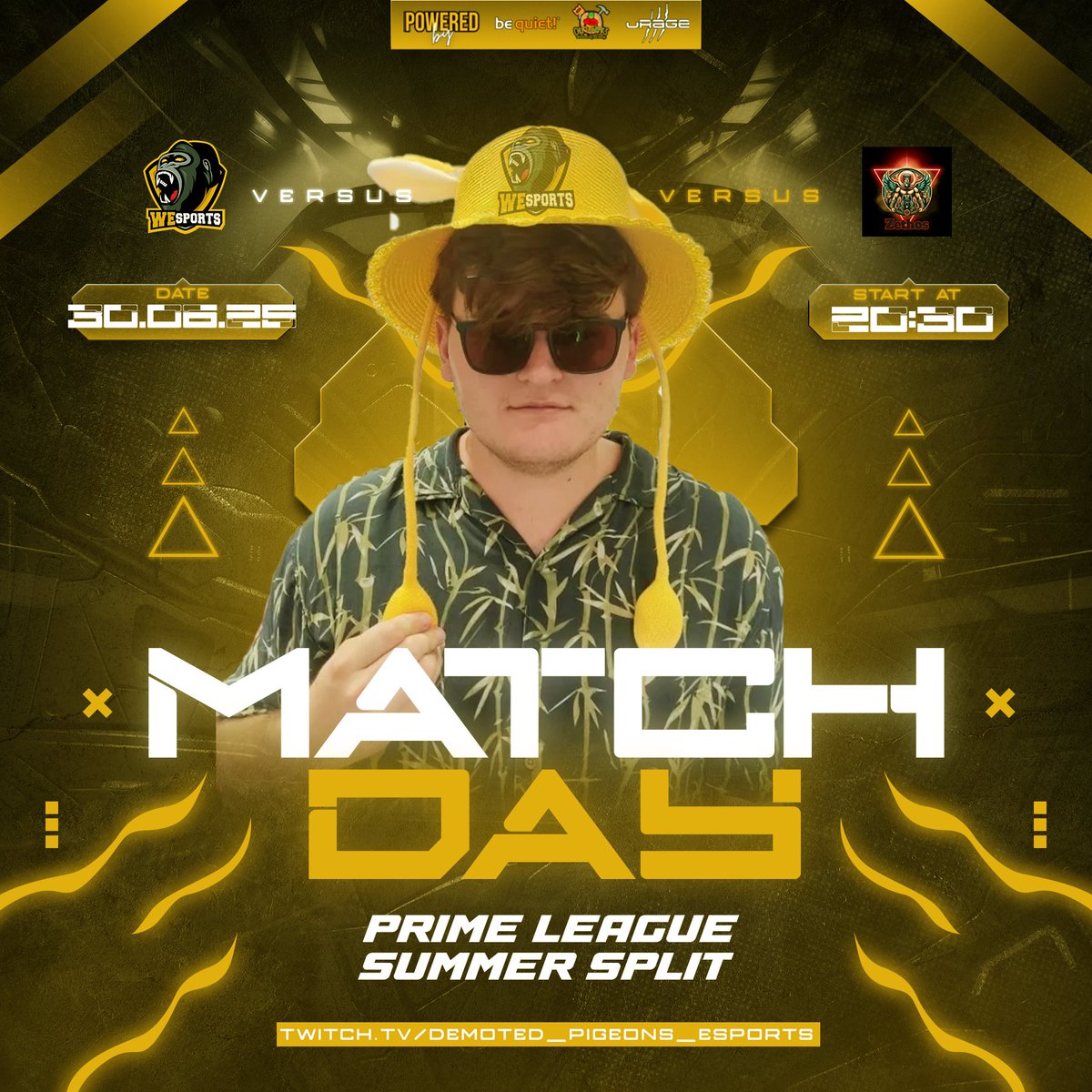🟡MATCHDAY⚫️

🆚ZTO
🏆PRM Summer Split
⏰Today, 20:30 CEST
📺twitch.tv/demoted_pigeon…
🎙️Cast by <a href="/demoted_pigeons/">Demoted Pigeons Esports</a> 

🦍SPAM🦍THIS🦍GORILLA🦍TO🦍MAKE🦍WESPORTS🦍THE🦍WINNER🦍

#LeagueOfLegends #WeSFamily #WeSWIN