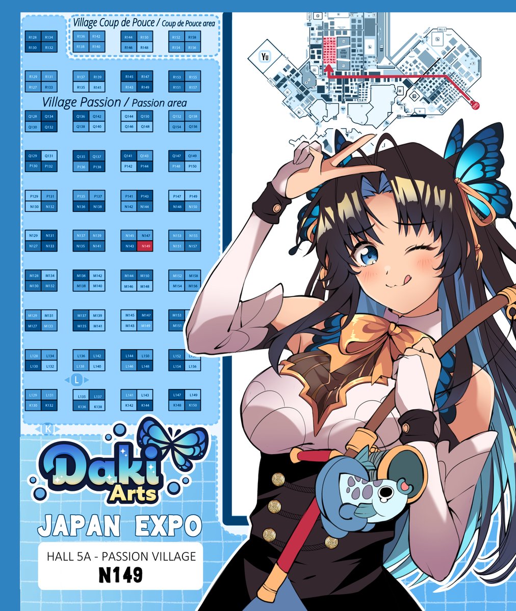 Dakiarts's tweet image. I&apos;ll be at Japan Expo Paris (July 3-6)

📍Hall 5A Booth N149!
🦋Part of the V-tuber Stamp Rally

I&apos;ll be premiering some new merch &amp;amp; selling the last of much old content. Last chance for many charms &amp;amp; prints!