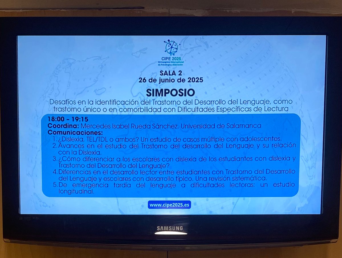 Lyyyydia's tweet photo. @uadle_usal y SIADOE compartiendo ideas y conocimientos sobre la complejidad del Trastorno del Desarrollo del Lenguaje y su comorbilidad con la Dislexia en @Congresocipe25 
 #cipe2025 #dislexia #trastornodeldesarrollodellenguaje https://t.co/VHWlkXprAr
