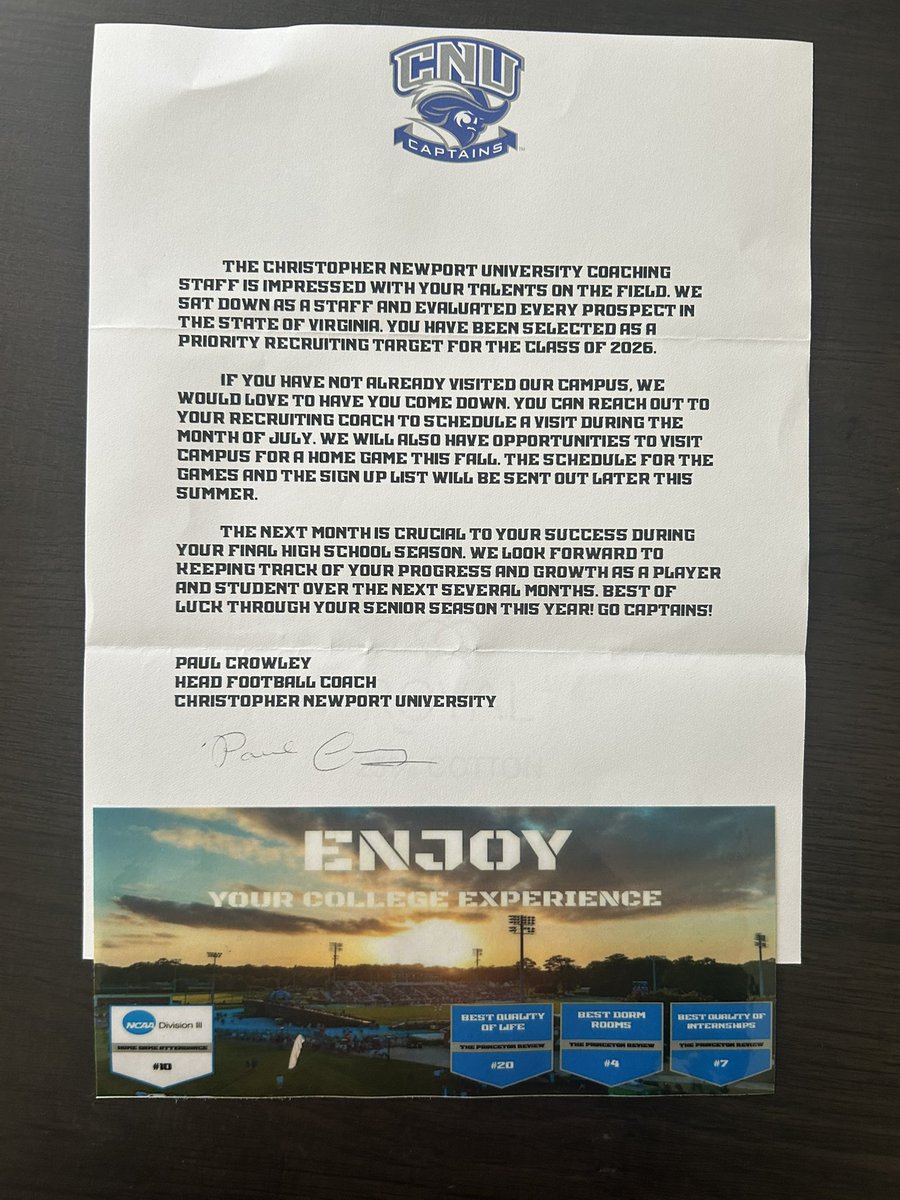 Craig Nelson (@nelson_craig55) on Twitter photo Thank you <a href="/coachpcrowley/">Paul Crowley</a> for the letter!
Can’t wait to be there for a game! <a href="/DSFfootball/">Douglas Freeman Football</a> <a href="/Coach_Simonds/">Coach Simonds</a> Thank you <a href="/coachpcrowley/">Paul Crowley</a> for the letter!
Can’t wait to be there for a game! <a href="/DSFfootball/">Douglas Freeman Football</a> <a href="/Coach_Simonds/">Coach Simonds</a>