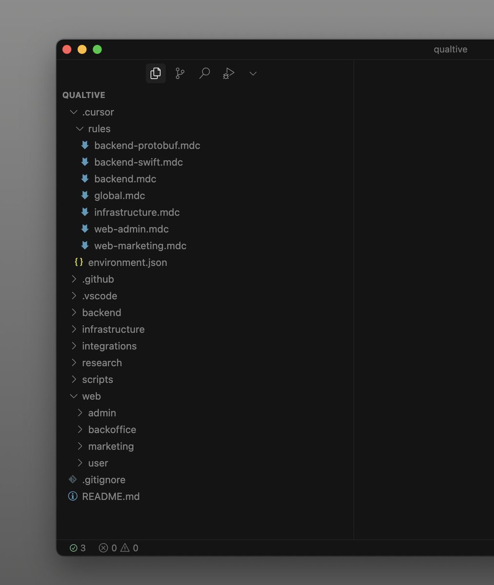 rosecoder's tweet image. this is a must for mono-repos – better agent results by giving it the right context based on where in the codebase it’s working
also nice for humans
