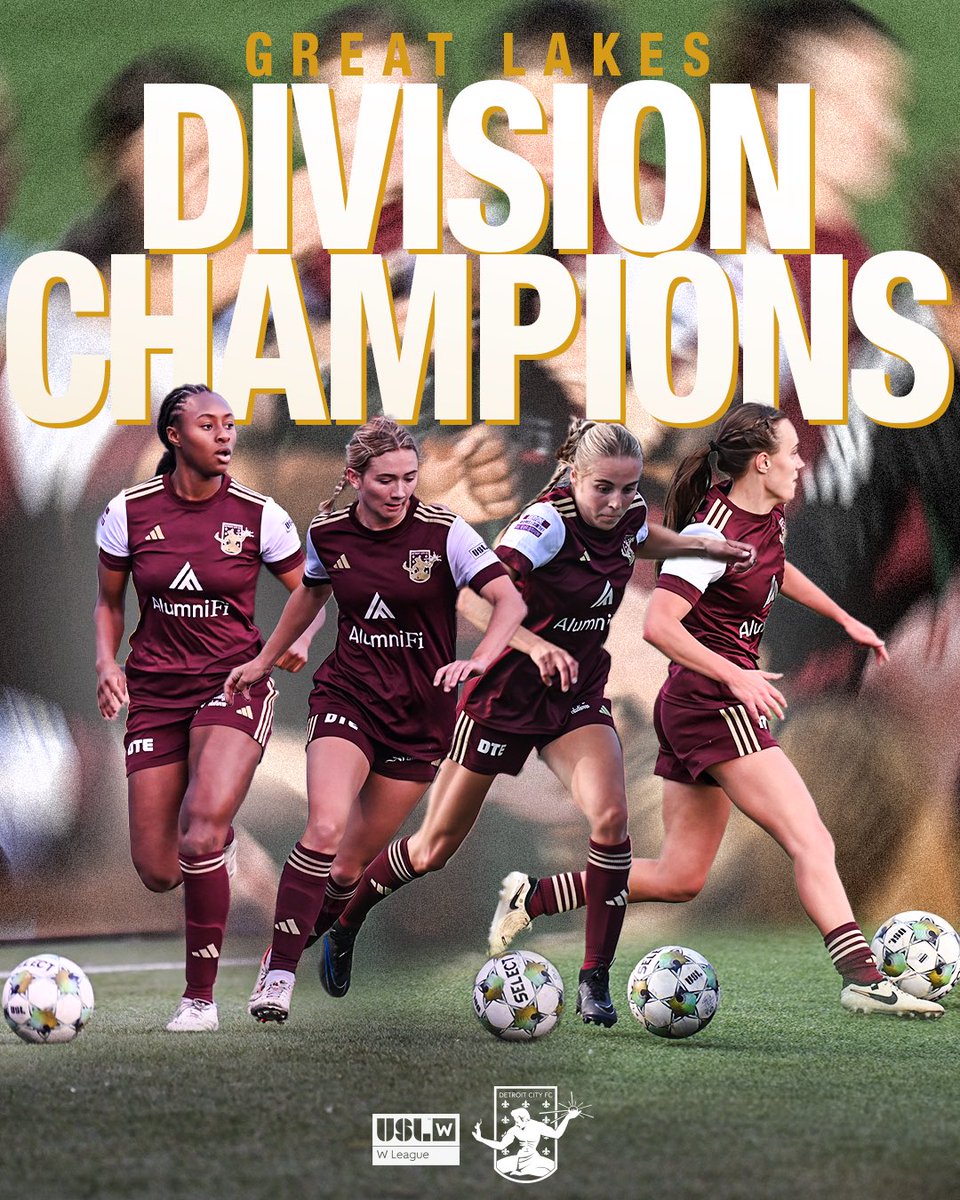 BACK TO BACK DIVISION TITLES! 🏆

With AFC Ann Arbor’s 3-2 loss to last-placed Toledo Villa FC this afternoon, Detroit City FC claims the Great Lakes Divison of the USL W League for the second straight season! 

Stay tuned to club media channels for specific playoff information.