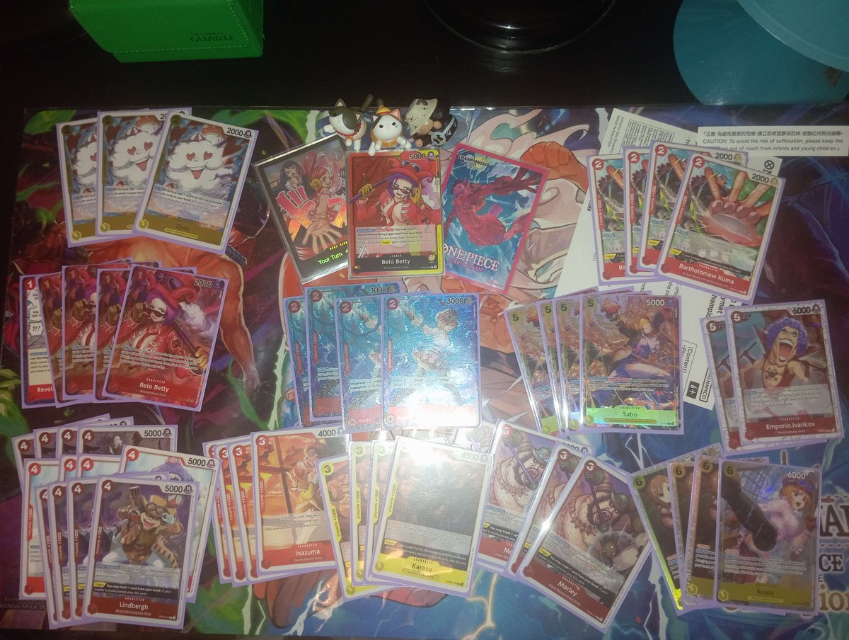 Joan Mendez (@opgato22) on Twitter photo TOULOSE ONE PIECE REGIONAL CHAMPION
Deck: Belo Betty🐈
Swiss score: 21th
Matchups:
BP Luffy🟢
Buggy🟢
Buggy🟢
UP Luffy🟢
Mirror🟢
Mirror🟢
Mirror🟢
Buggy🔴
UP Lufffy 🔴
Top cut:
RG Smoker🟢🟢
Bonney🟢🟢
UP Luffy 🟢🟢
UP Luffy🔴🟢🟢
GY Law <a href="/AstonsansleG/">Gaston TCG</a> 🟢🟢
#optcg #onepiecetcg TOULOSE ONE PIECE REGIONAL CHAMPION
Deck: Belo Betty🐈
Swiss score: 21th
Matchups:
BP Luffy🟢
Buggy🟢
Buggy🟢
UP Luffy🟢
Mirror🟢
Mirror🟢
Mirror🟢
Buggy🔴
UP Lufffy 🔴
Top cut:
RG Smoker🟢🟢
Bonney🟢🟢
UP Luffy 🟢🟢
UP Luffy🔴🟢🟢
GY Law <a href="/AstonsansleG/">Gaston TCG</a> 🟢🟢
#optcg #onepiecetcg