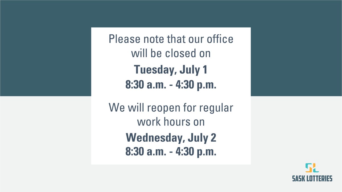 Please note that our office will be closed on Tuesday July 1.