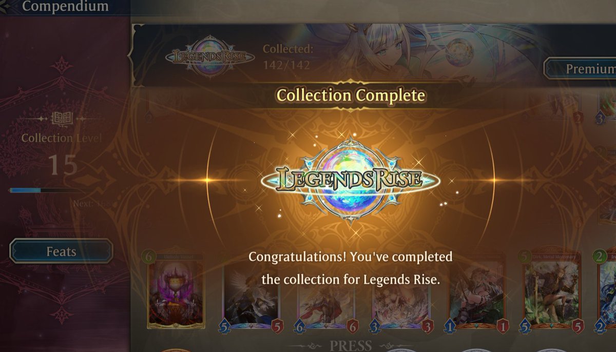 Lunathean's tweet photo. #shadowverseworldsbeyond Finally completed the collection, Only spent under 83$. Let's hope that the next set is just as generous :) https://t.co/fQ0wvslzuU