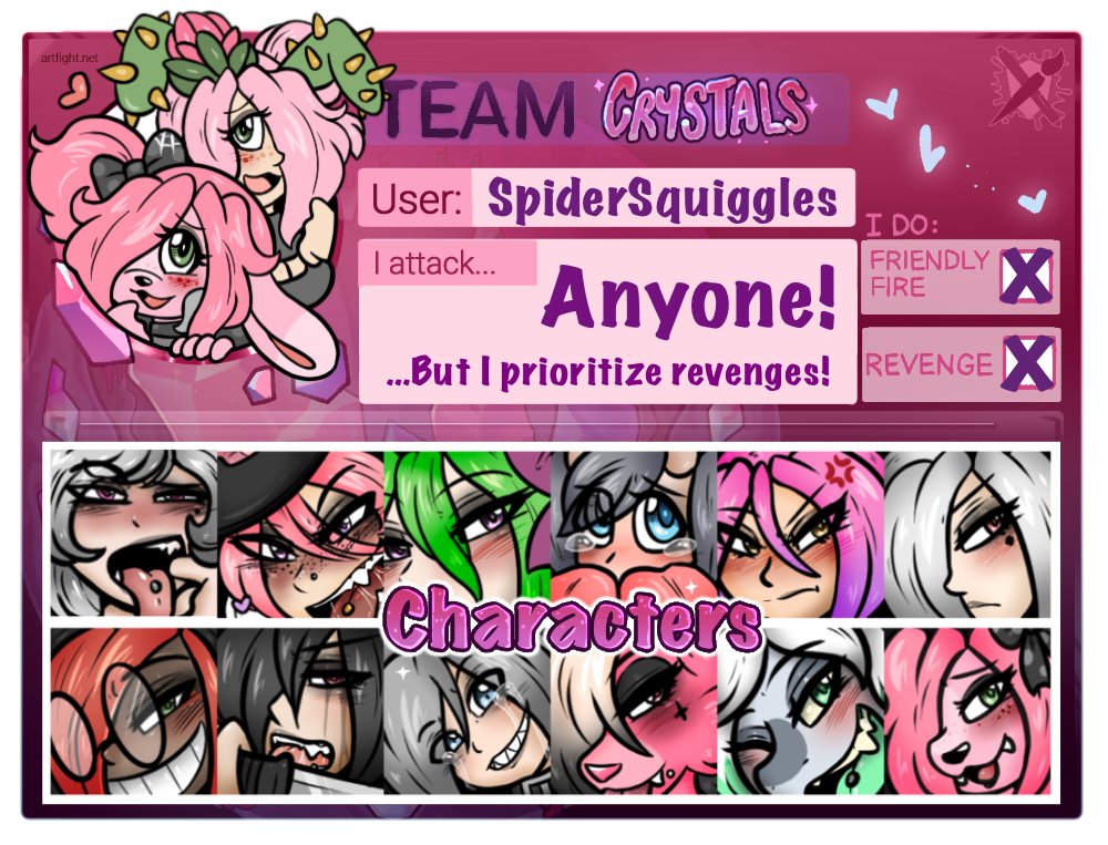 Anyone here doing artfight? If so come give me a follow or drop your links below so i can attack you!! <3

artfight.net/~SpiderSquiggl…

#artfight #artfight2025 #Artfightteamcrystals #TEAMCRYSTALS
