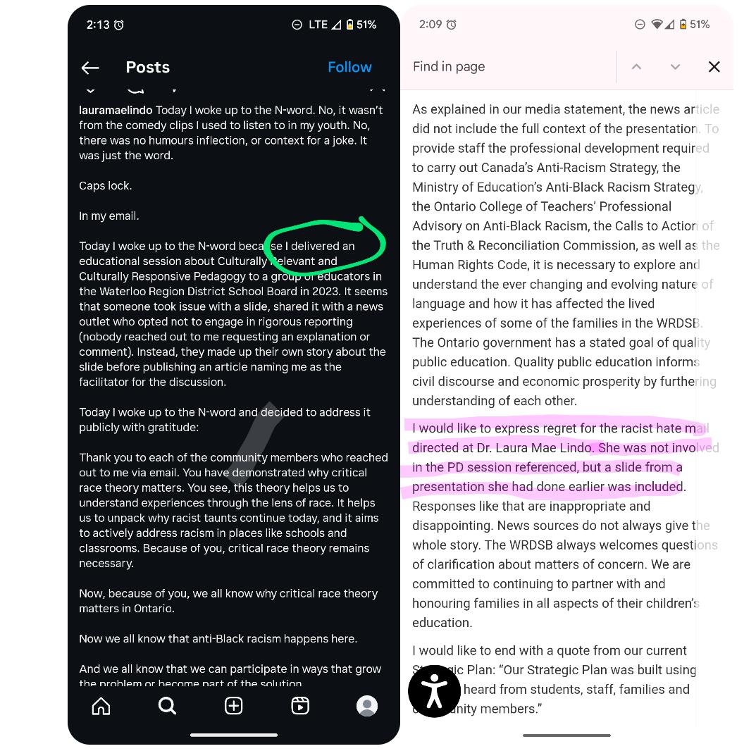 guardenista's tweet image. #WRDSB statement from @MaedithRadlein claims Lindo was "not involved" but Lindo's own Instagram post admits she delivered it.
wrdsb.ca/blog/2025/06/1…