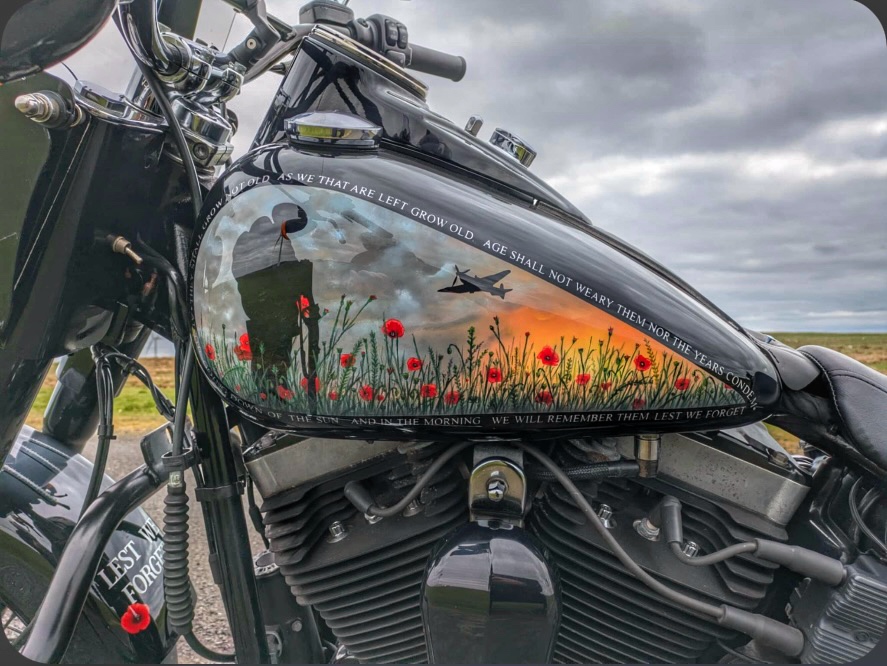 My image “Lest We Forget The Unknown Soldier”©️ on a motorcycle tank. shop.photo4me.com/1163978 &amp; redbubble.com/shop/ap/127036…. To  use my original photos message me and we can negotiate a price and usage rights. #warart #motocycle #WWII #photographicartist