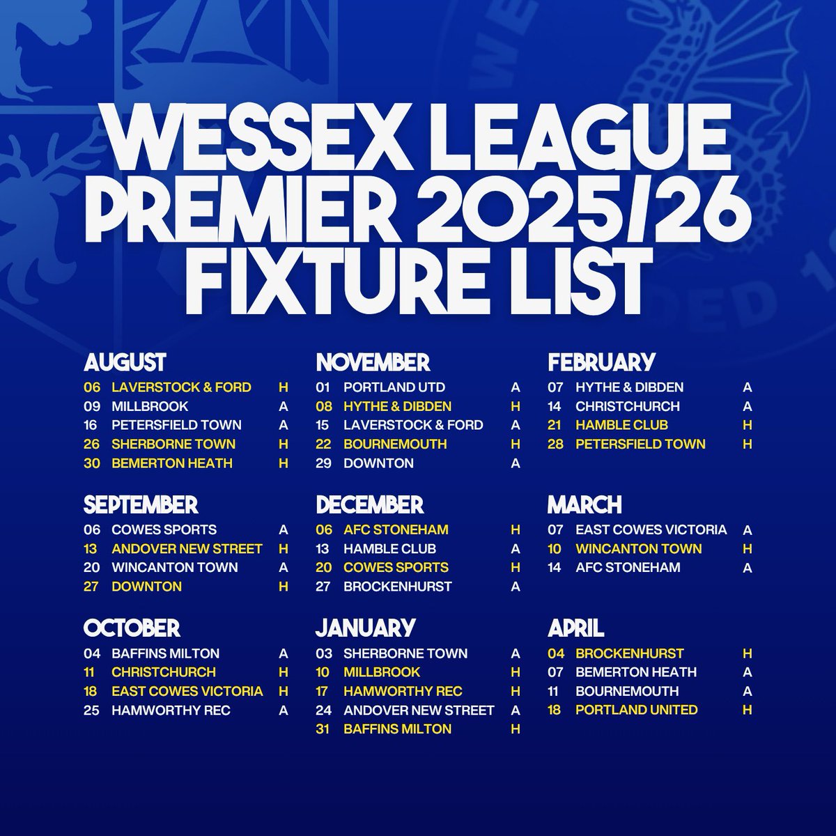 New Milton Town FC (@newmiltontown) on Twitter photo They’ve finally arrived! 🥳
Your Brickie’s 2025/26 <a href="/WessexLeague/">Velocity Wessex League</a> fixtures.
#UpTheBrickies They’ve finally arrived! 🥳
Your Brickie’s 2025/26 <a href="/WessexLeague/">Velocity Wessex League</a> fixtures.
#UpTheBrickies