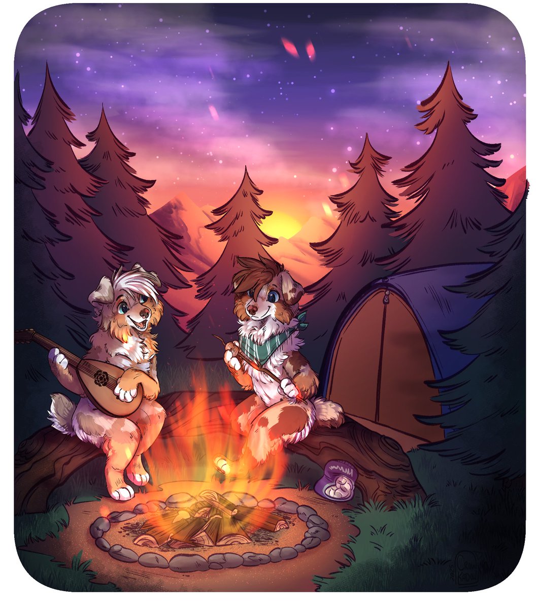 Camping with my sister!! <a href="/Willowpupz/">Barks~</a> 

Art by <a href="/Crowkadow/">🌲🍄 Crow 🍄🌲</a>