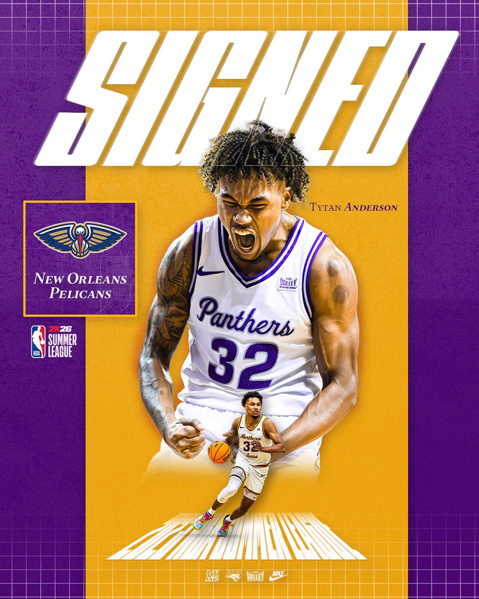 UNI Basketball (@unimbb) on Twitter photo Heading to the Summer League☀️
Congrats to <a href="/tytananderson/">Tytan Anderson</a> for signing with the <a href="/PelicansNBA/">New Orleans Pelicans</a> for the NBA Summer League!
#EverLoyal | #1UNI | #Family Heading to the Summer League☀️
Congrats to <a href="/tytananderson/">Tytan Anderson</a> for signing with the <a href="/PelicansNBA/">New Orleans Pelicans</a> for the NBA Summer League!
#EverLoyal | #1UNI | #Family