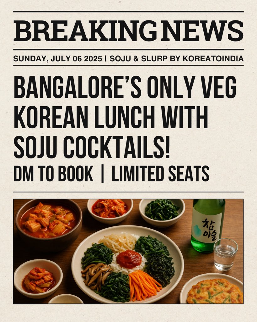 SimranBhansali1's tweet photo. 6th July, Sunday
7 seats 
JP nagar
Vegetarian Korean lunch w Soju cocktails 💌

DM on 9019569732 to know more 🫰🏼 https://t.co/nnQqMETWZI