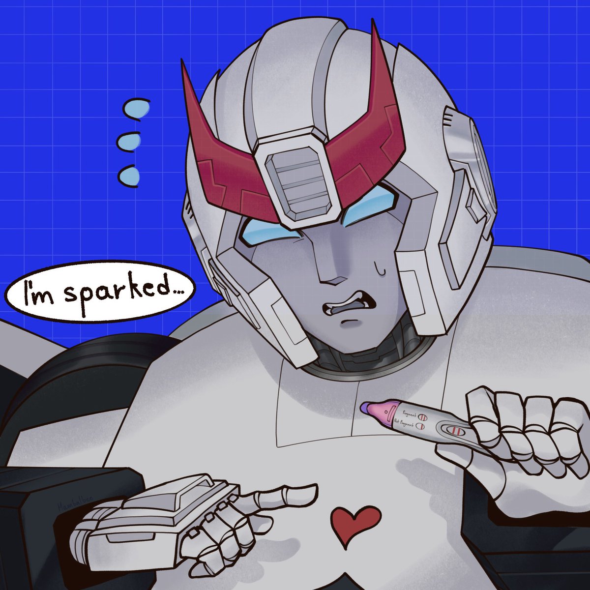 Hambalbee's tweet image. CW: Pregnancy mention

Prowl has something awkward he needs to share with the constructicons….

#Constructiprowl