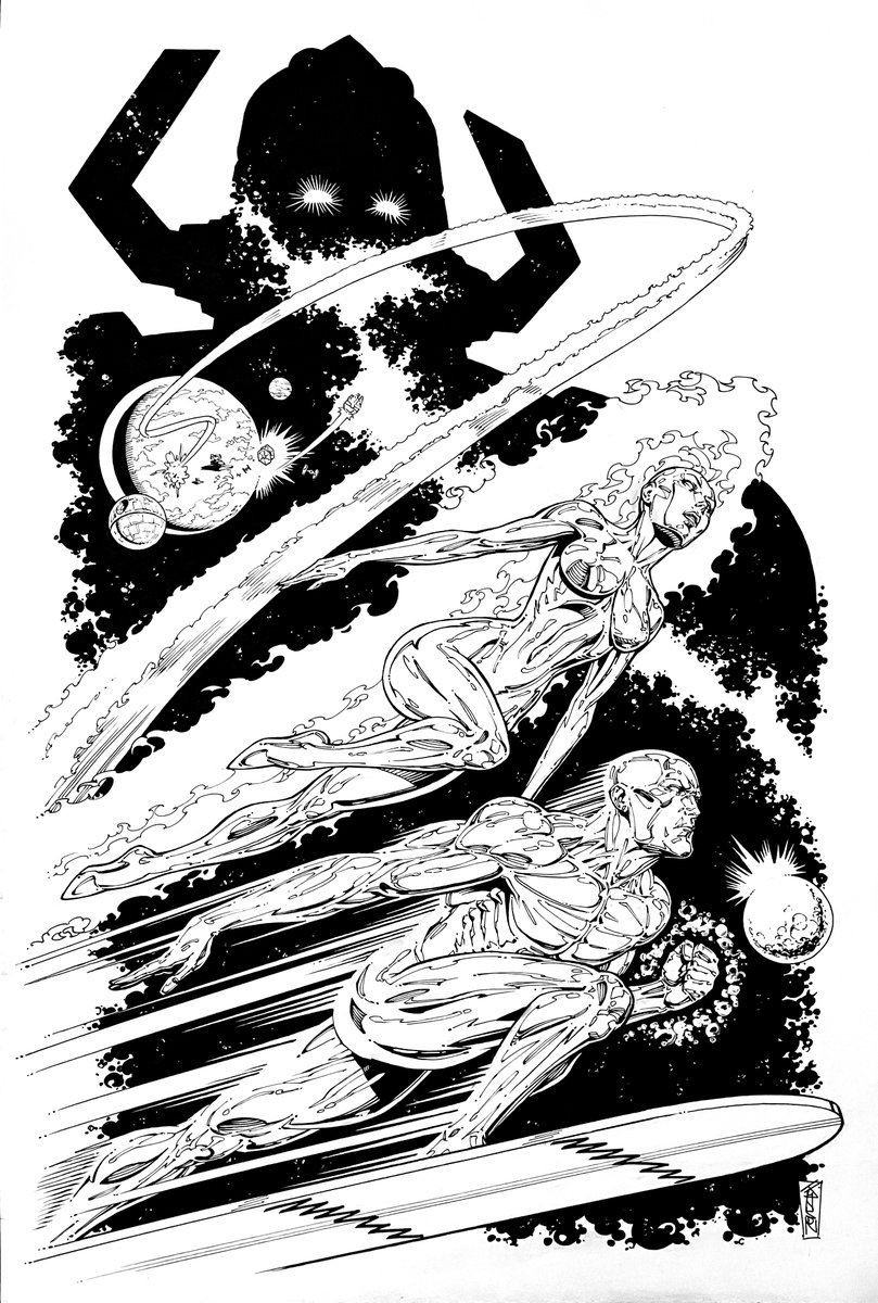 J_Johnson_Art's tweet image. Silver Surfer & Nova (Frankie Raye)! With a little something extra. 😉